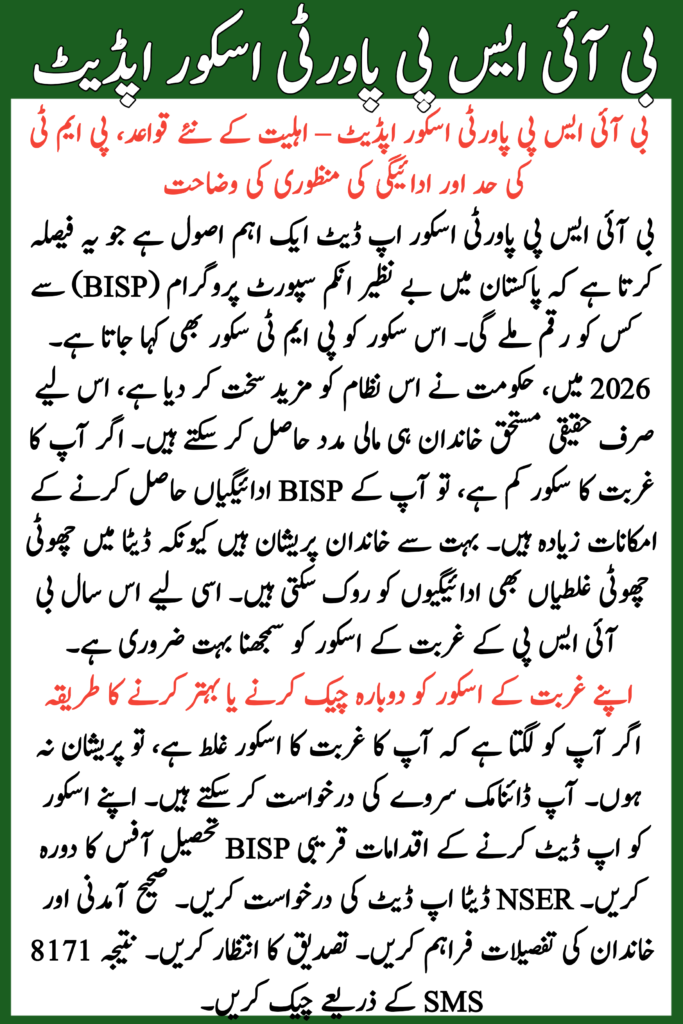 BISP Poverty Score Update